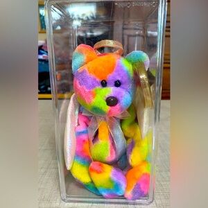TY NWT halo beanie bear tye - dyed 1998 edition born 8/13/1998